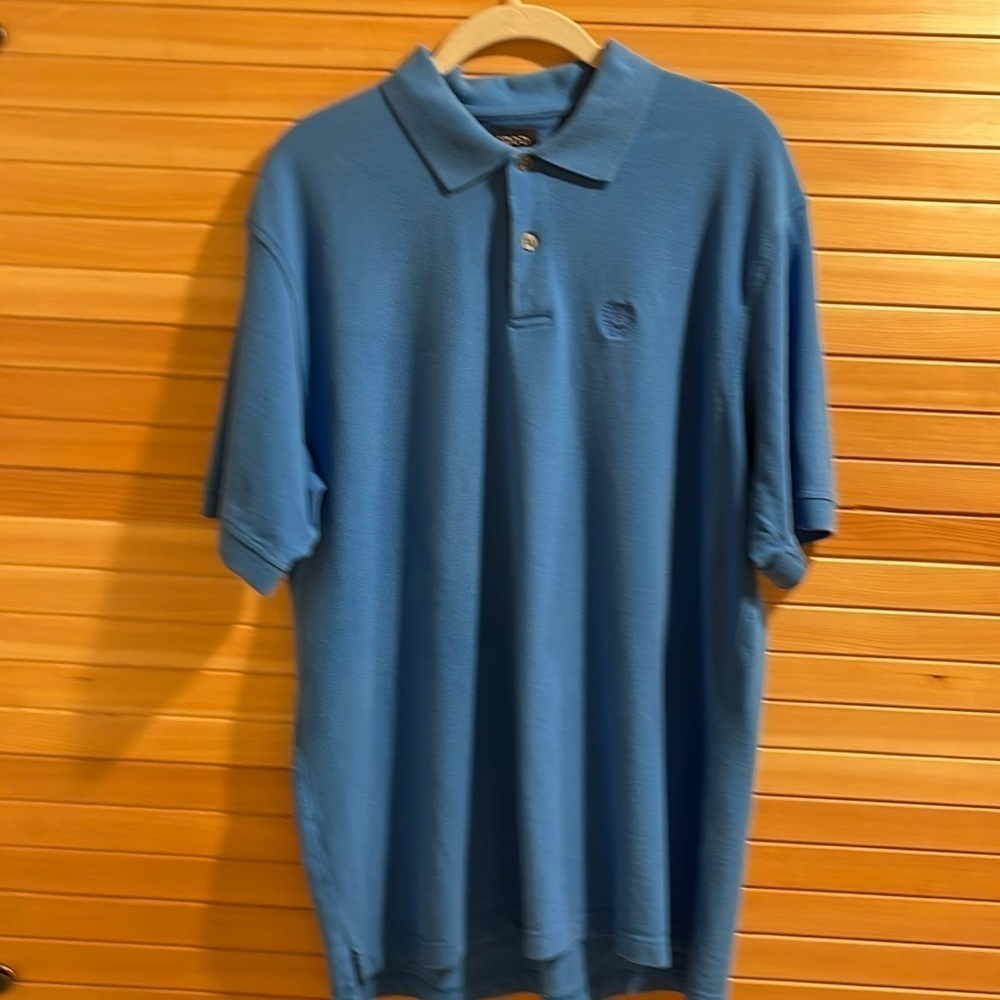IZOD Mens Original Silk Wash Pique Cotton Breaker Blue Polo Shirt Size Large